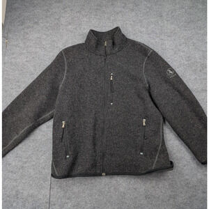 Aigle Wool Jacket Men XXL Gray Cozy Fleece Outdoors Hiking Actimum Natural Fiber